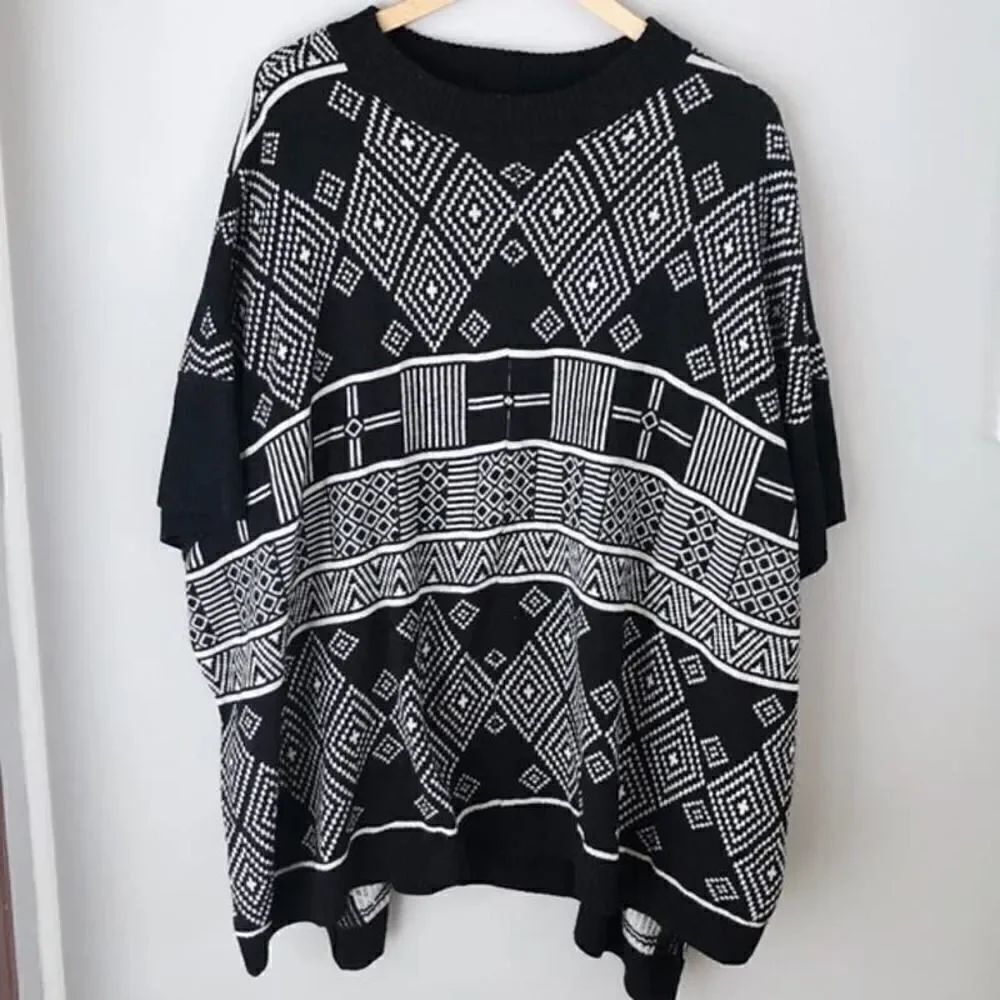 H&M Conscious Fine Knit Southwest Poncho Sweater